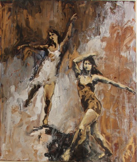 A painting depicting two dancers